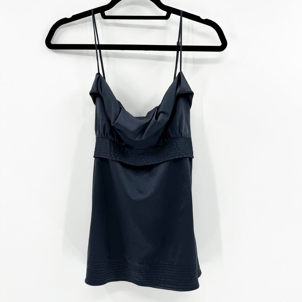 BCBG Blue silk Bow Tie Cami Top L‎